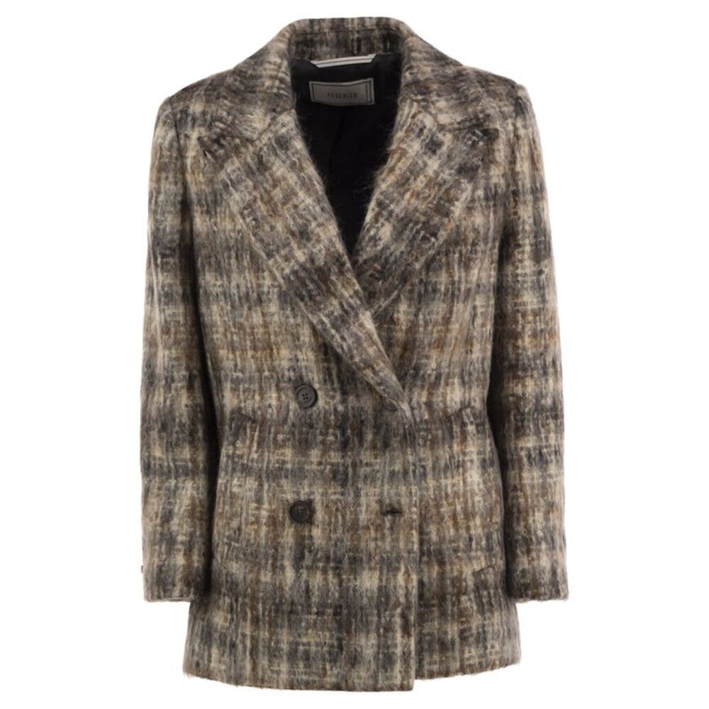 Peserico Women Double-Breasted Mohair-Blend Checked Blazer